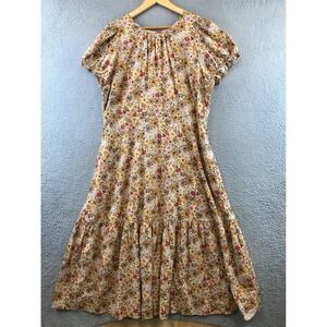 Madewell Puff-Sleeve Open-Back Midi Dress in Flora Field 16W